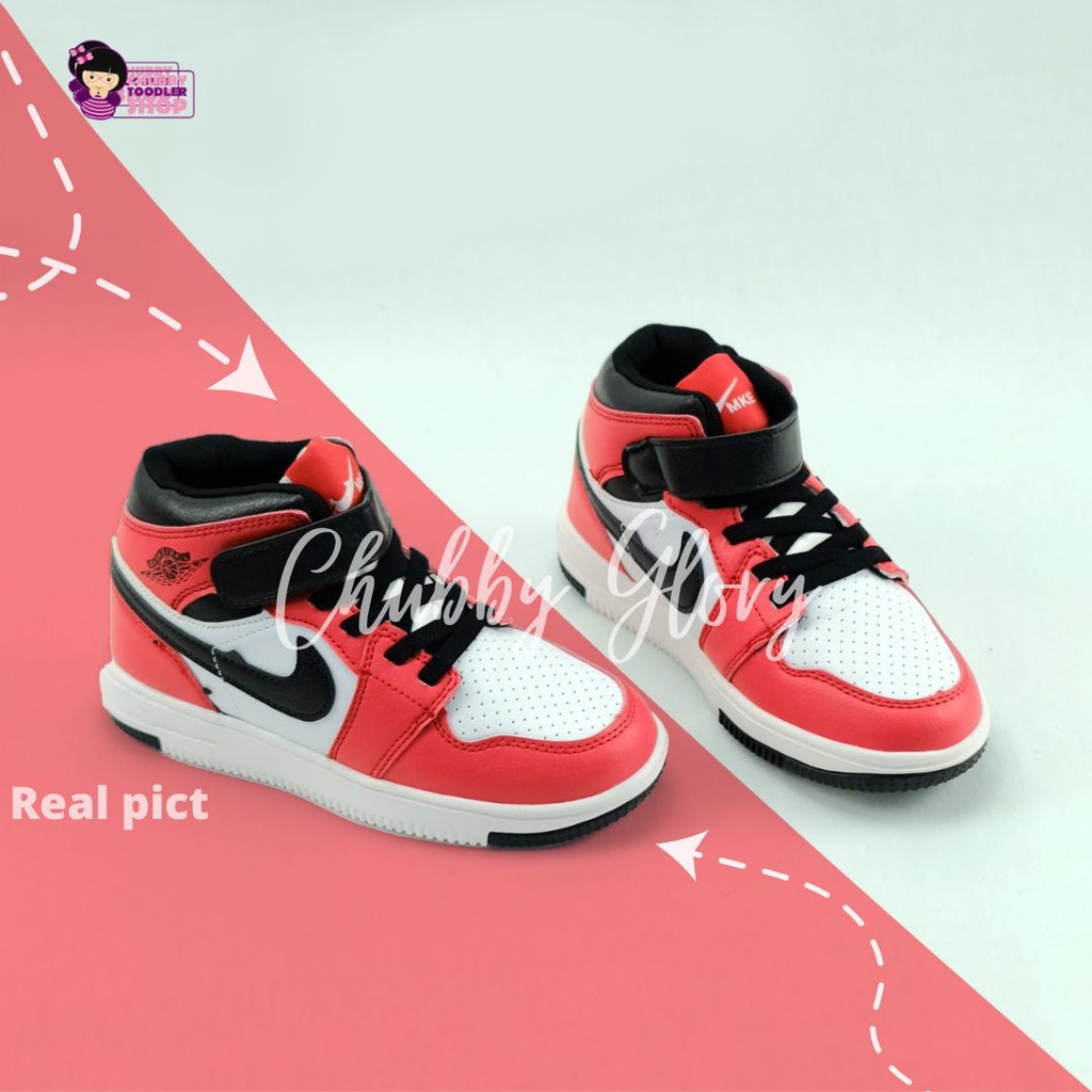 Chubby Glory SH2251N Sepatu Sneakers basket merah kasual semi boots airjord ringan premium size 26-39