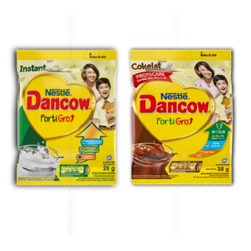 Dancow Fortigo Instants 2 Varian Rasa Vanila & Coklat - 1 Renceng isi 10 Sachet