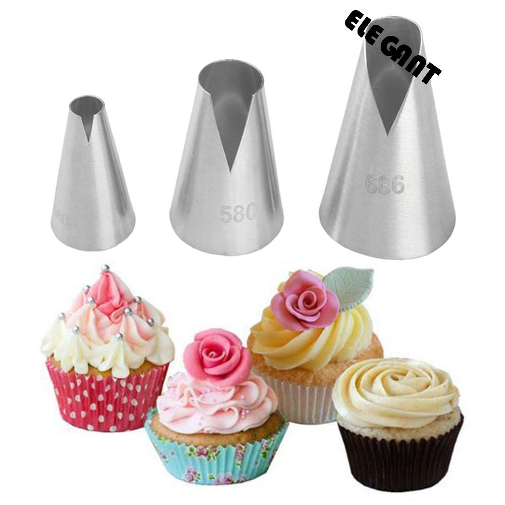 1 / 3pcs Nozzle Icing Piping Bahan Stainless Steel Desain Santa Anna Untuk Dekorasi Kue