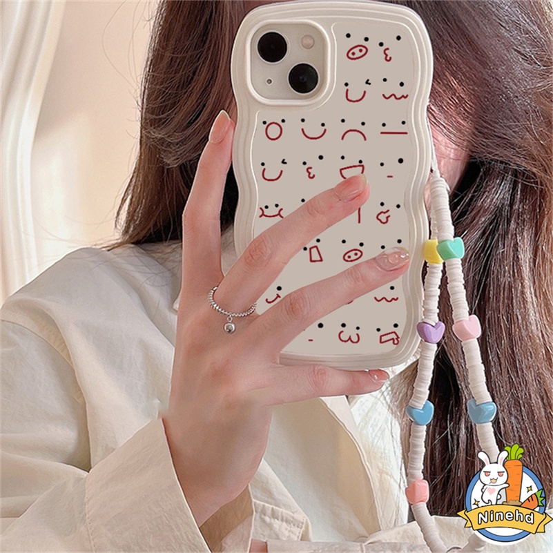 IPHONE Casing Kompatibel Untuk Iphone14 13 12 11 Pro Max X Xr Xs Max8 7 6 6s Plus Ekspresi Lucu Casing Ponsel Bingkai Bergelombang Shockproof Case Cover Skins Silicone Soft Case Cover Pelindung