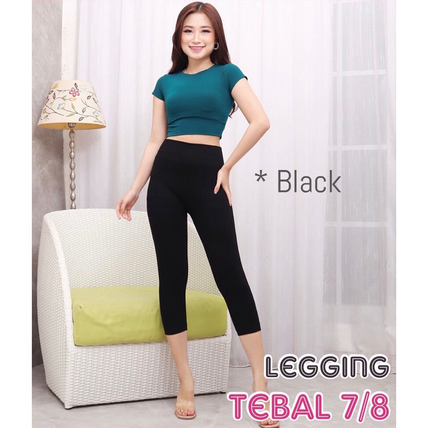 CELANA LEGGING TEBAL 7per8 FLEECE IMPORT / LEGING BAHAN SUPER TEBAL / LEJING PENDEK WANITA