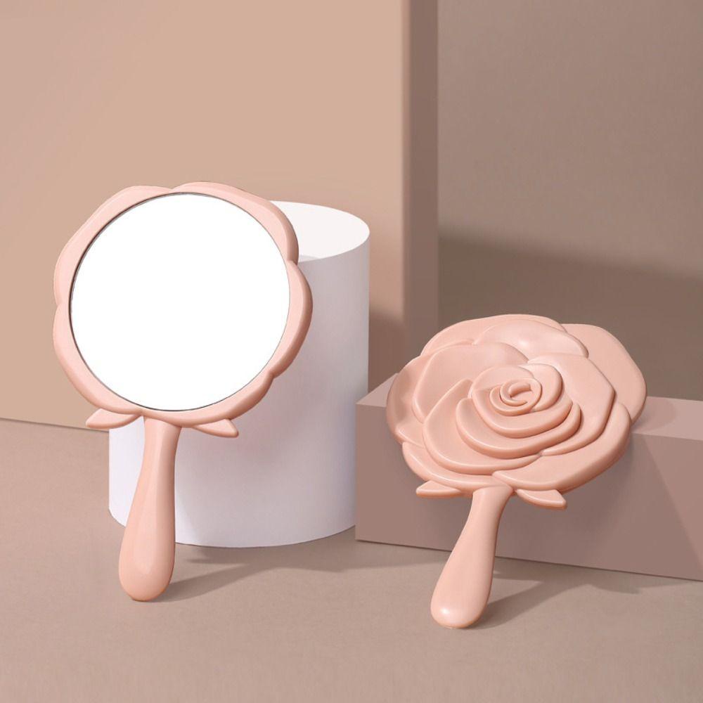 AUGUSTINA Rose Makeup Mirror Beauty Mini Hadiah Putri Siswa Alat Makeup Handheld Vanity Mirror