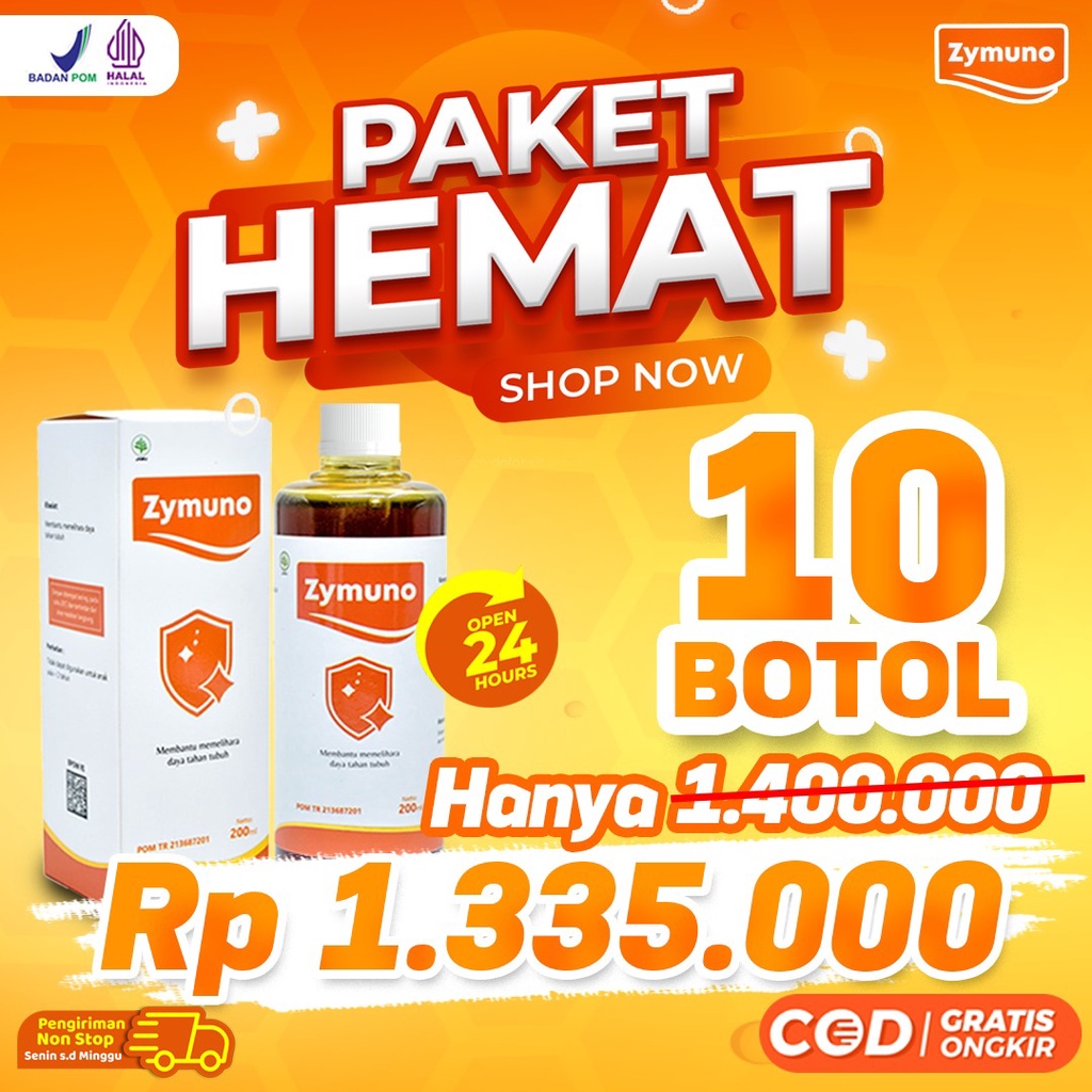 Zymuno Paket 10 Box - Vitamin Herbal Cegah Kanker Tingkatkan Daya Tahan Tubuh Imun Jaga Kesehatan Tubuh Cegah Flu Demam Batuk Masalah Pencernaan Bantu Percepat Penyembuhan Penyakit Booster Imun