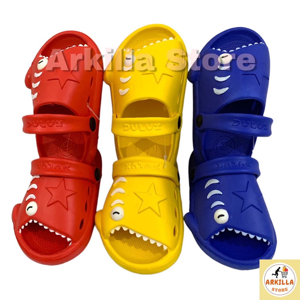 Sandal Bayi Slop Baby Shark Paus Hiu Lucu Dulux Type 371 E Anti Air Unisex / Sendal Baim Jelly Balit