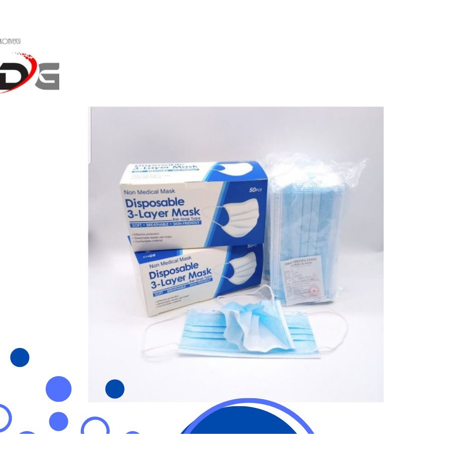 MASKER DISPOSABLE 3 PLAY EARLOOP ( 1 PAK ISI 50 PCS )