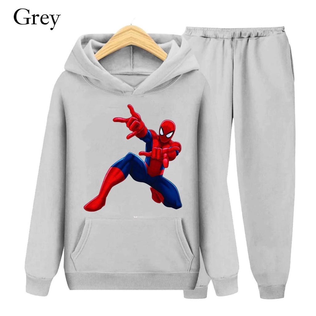 Hzl_outfit Setelan Sweater Hoodie Spiderman Anak Laki-Laki/ S.M.XL