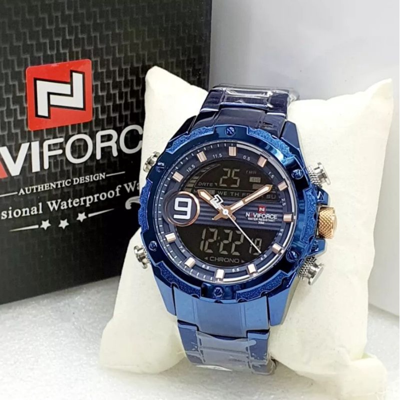 jam tangan pria double time naviforce rantai