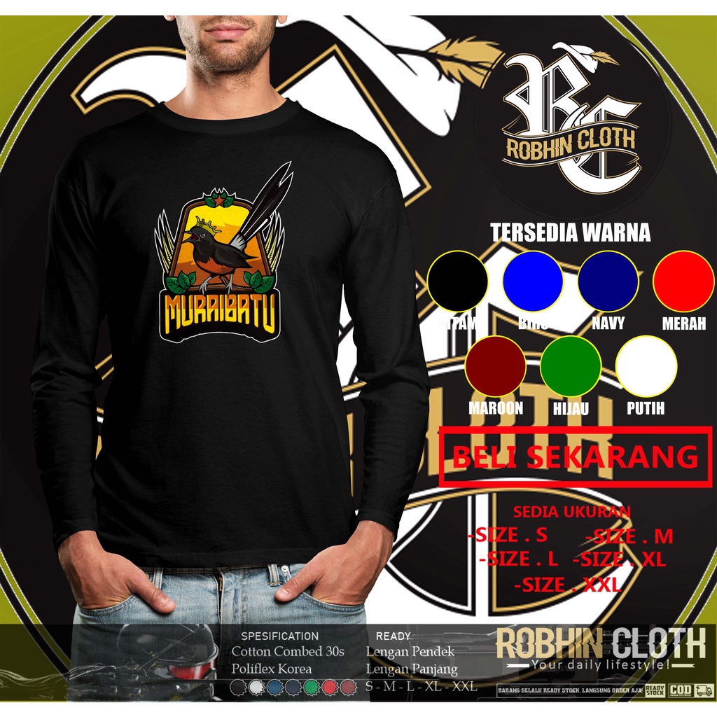 KAOS BURUNG MURAI BATU LENGAN PANJANG BAJU DISTRO
