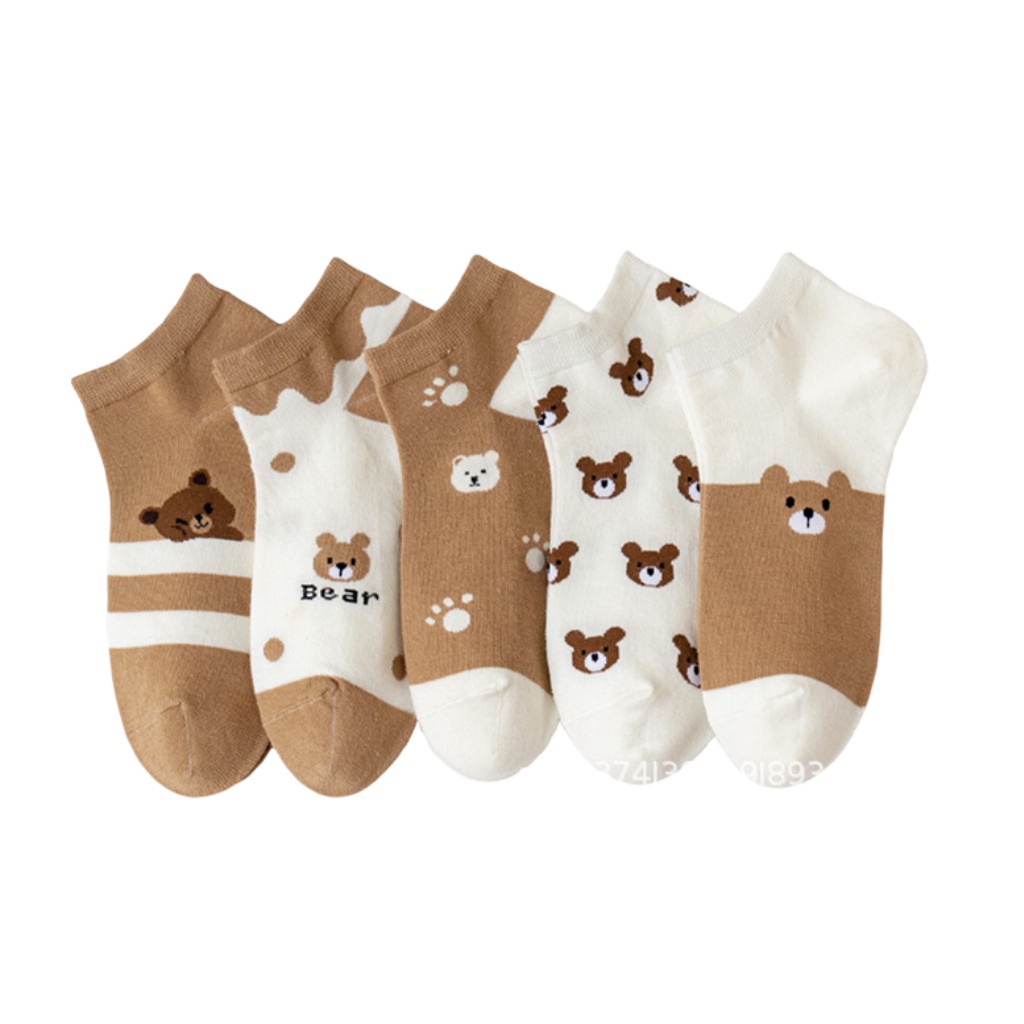 ❤️GTB❤️ Kaos Kaki Wanita Motif Baby Bear Brown Kaoskaki Beruang Fashion Korea Women Sock Import KK027