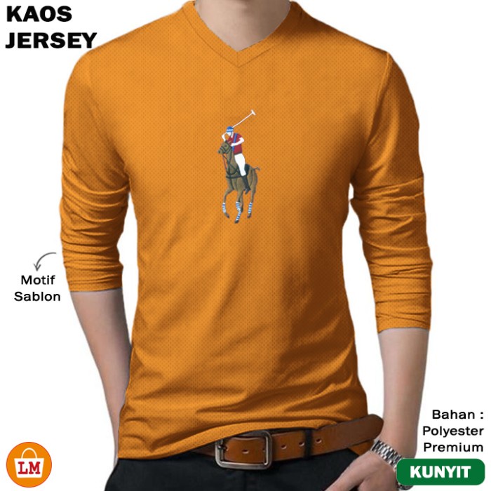 Kaos Jersey Pria POLO Lengan Panjang T-Shirt Polos Olahraga Dry Fit Indoor Outdoor Size M-XL / 31151