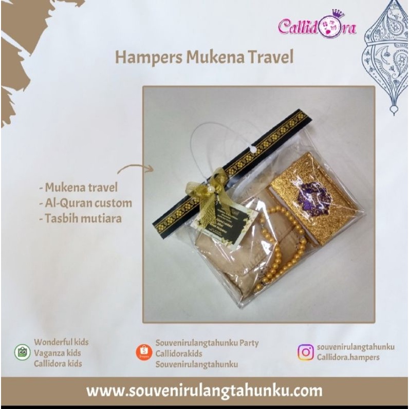 

Hampers mengenang 7 harian/40 harian/souvenir custom/Qur'an saku/mukena