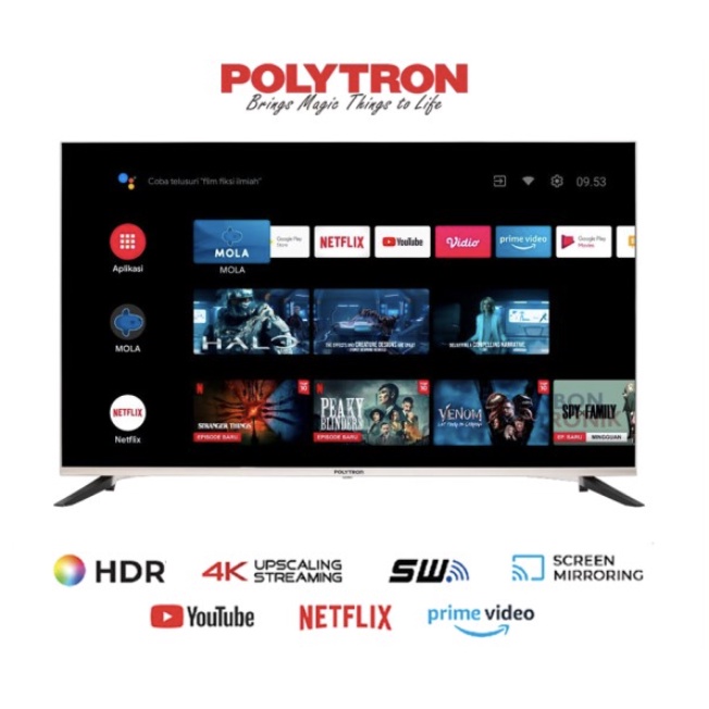 Polytron LED TV 50 Inch PLD 50UG5959 Google TV pengganti 50UG9959 Smart Android 4k HDR