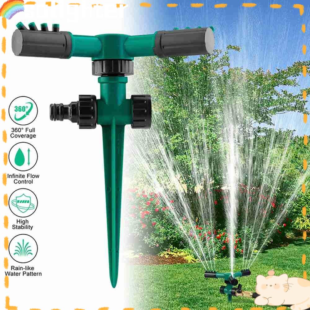 Solighter Sprinkler Taman Perlengkapan Berkebun 360putar Selang Cakupan Area Besar Rumput