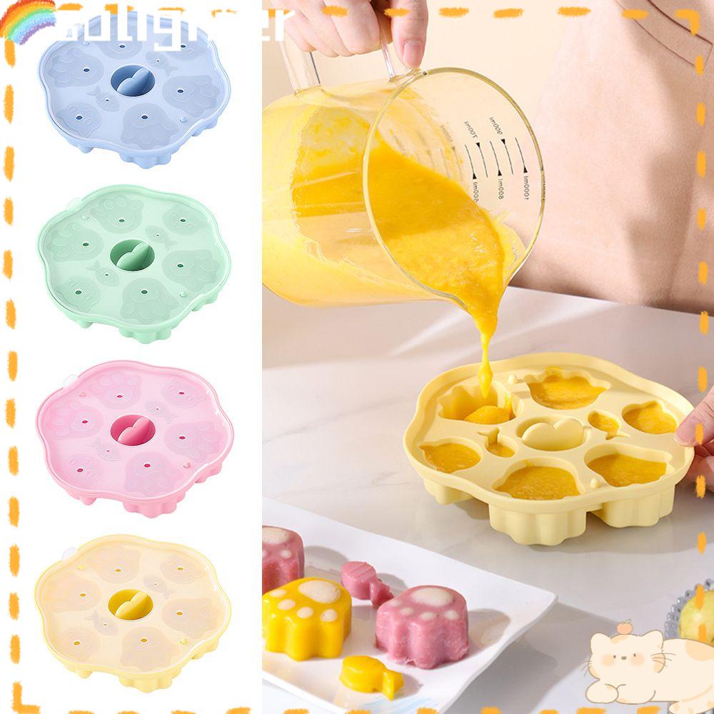 Solighter Cetakan Kue Silikon Reusable Rice Cake Puding Jelly Kartun Dengan Penutup Cetakan