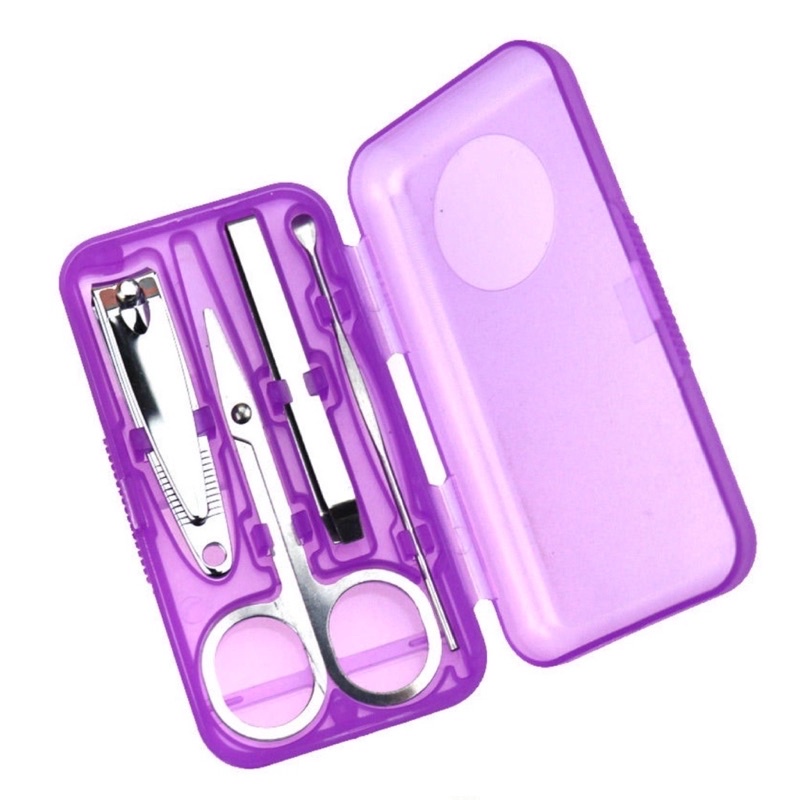 Manicure Set 4 in 1 Gunting Potong Kuku Pinset Cabut Bulu Alat Pengorek Korek Kuping Kotoran Telinga Gunting Alis Isi 4 Pedicure  Medicure Manikur Nail Clipper ACK30