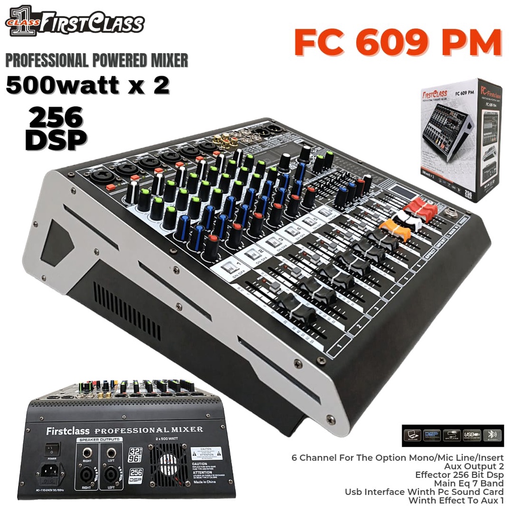 medan elektronik power mixer first class 609 p profesional mixer audio