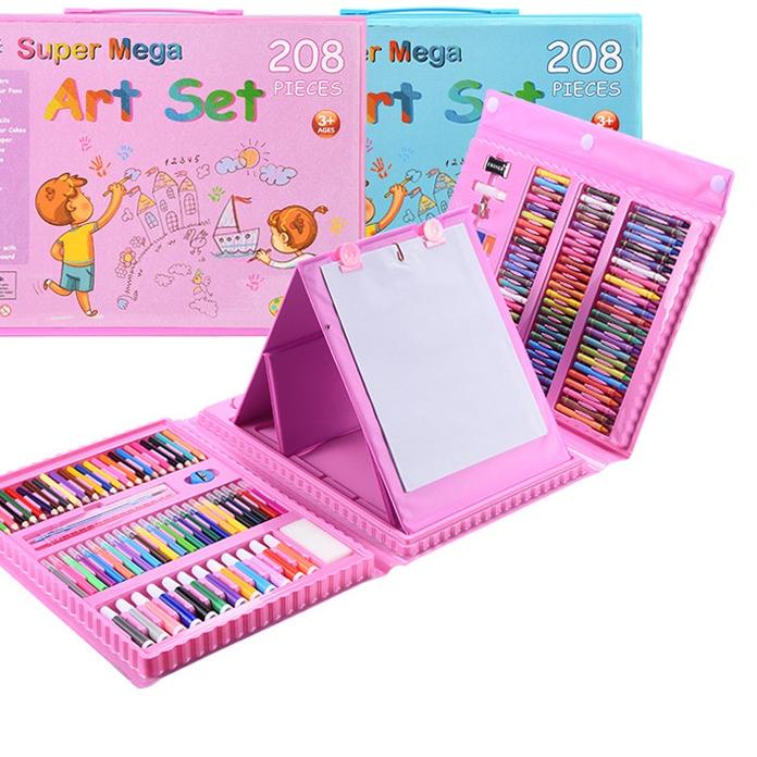 

New 208Pcs Alat Tulis Untuk Crayon Set Anak Lukisan Pena Serbaguna Netral Pulpen Warna Warni Set Dengan Papan Gambar