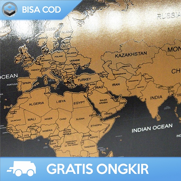 WALL STICKER WORLD MAP STIKER HIASAN DINDING PETA DUNIA SCRATCH MAP