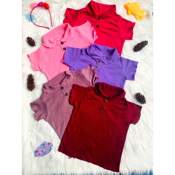 Baju Atasan Anak Perempuan Curly Ruffle Knit Tee Rib 1-5 Tahun