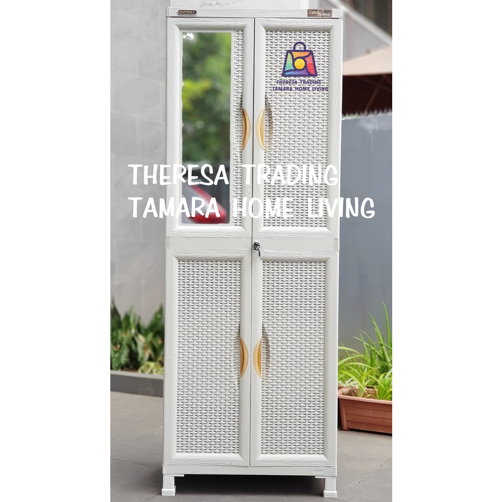 LEMARI PLASTIK NAPOLLY G88 GANTUNGAN TAHAPAN GAMIS KACA CERMIN KUNCI