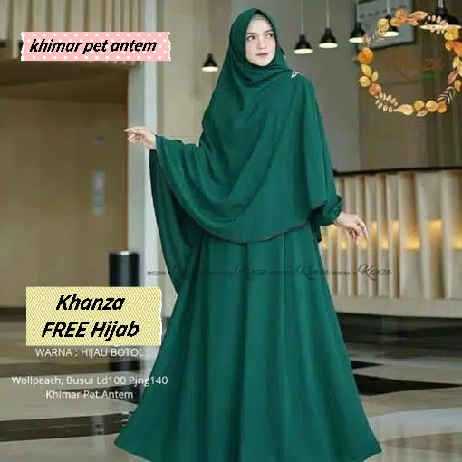 Khanza FREE Hijab - Baju Gamis Dress Syari Wanita Busui L XL XXL Jumbo Kondangan Naik Haji Umroh Ser