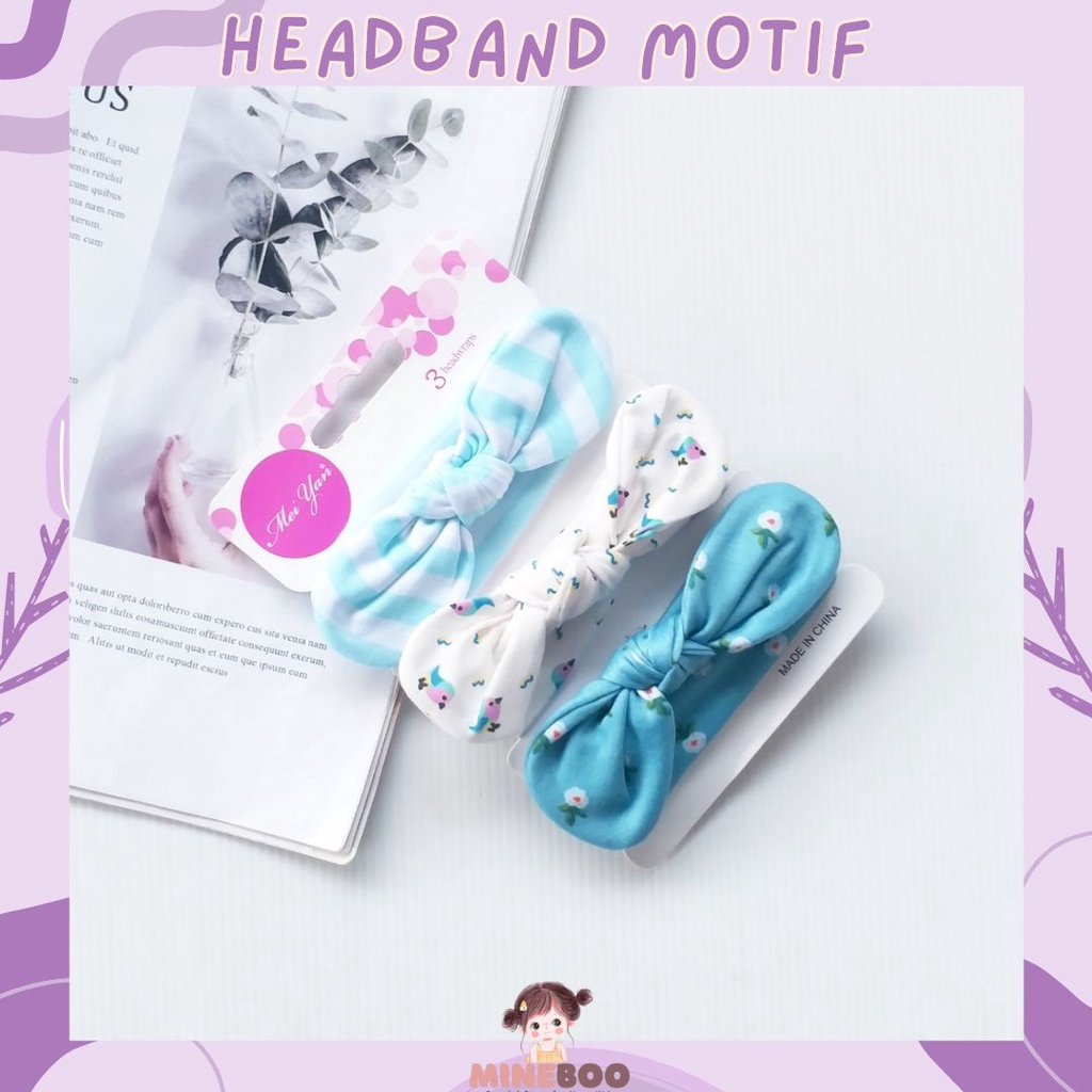 mineboo - Baby HEADBAND MOTIF 3 in 1 Bandana Bando Pita Bayi Anak