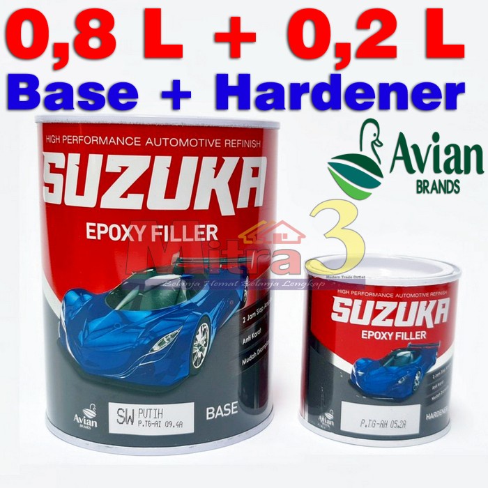 :<:<:<:<] Suzuka EPOXY FILLER Cat Dasar Duco 2 Komponen White Grey Black 1 set