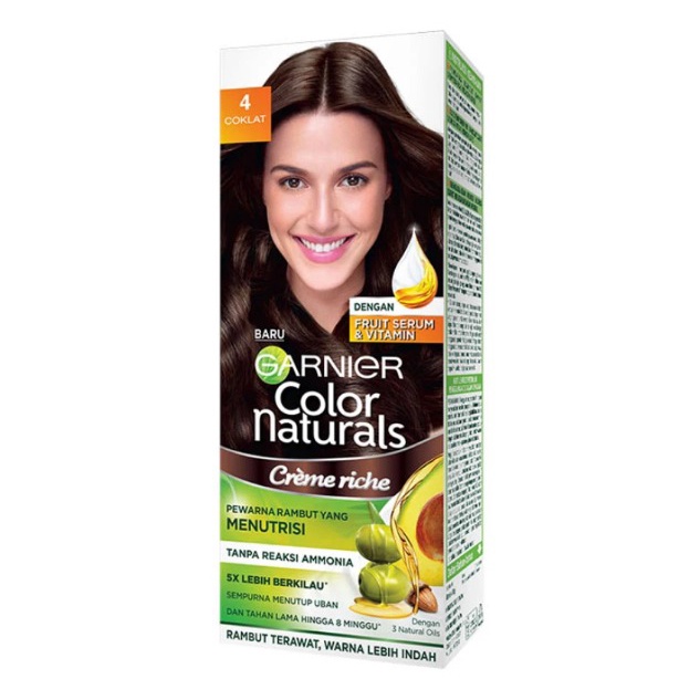 Garnier Colour Natural Pewarna Rambut No 4 Coklat  [Twinpack/ 2 pcs]