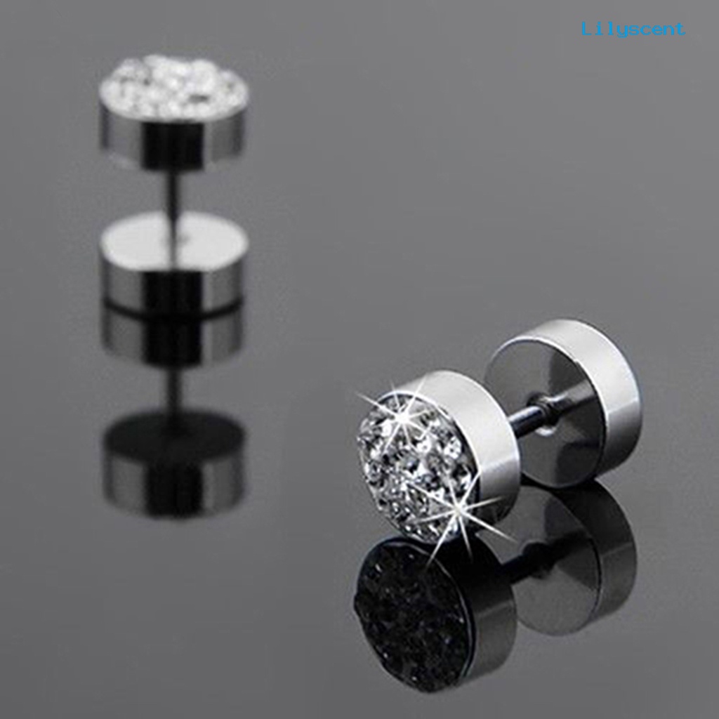 [LS] Ear Studs Rhinestone Decor Anti-Korosi Stainless steel Pria Barbel Telinga Studs Untuk Pesta