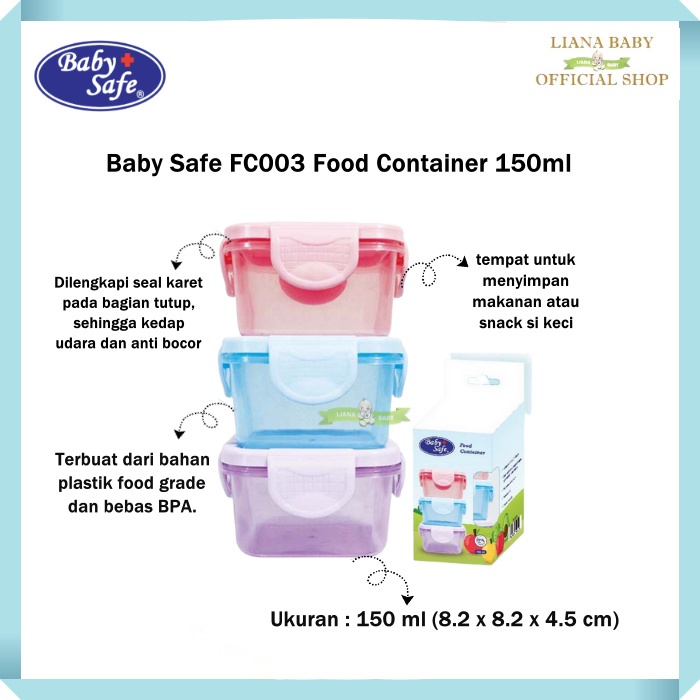 MAK335 BABY SAFE FOOD CONTAINER TEMPAT SIMPAN MAKANAN ISI 3 240ML FC04A| FC005 120ML | FC003 150ml |kaca isi 1: FC006180ml | FC008 240ML