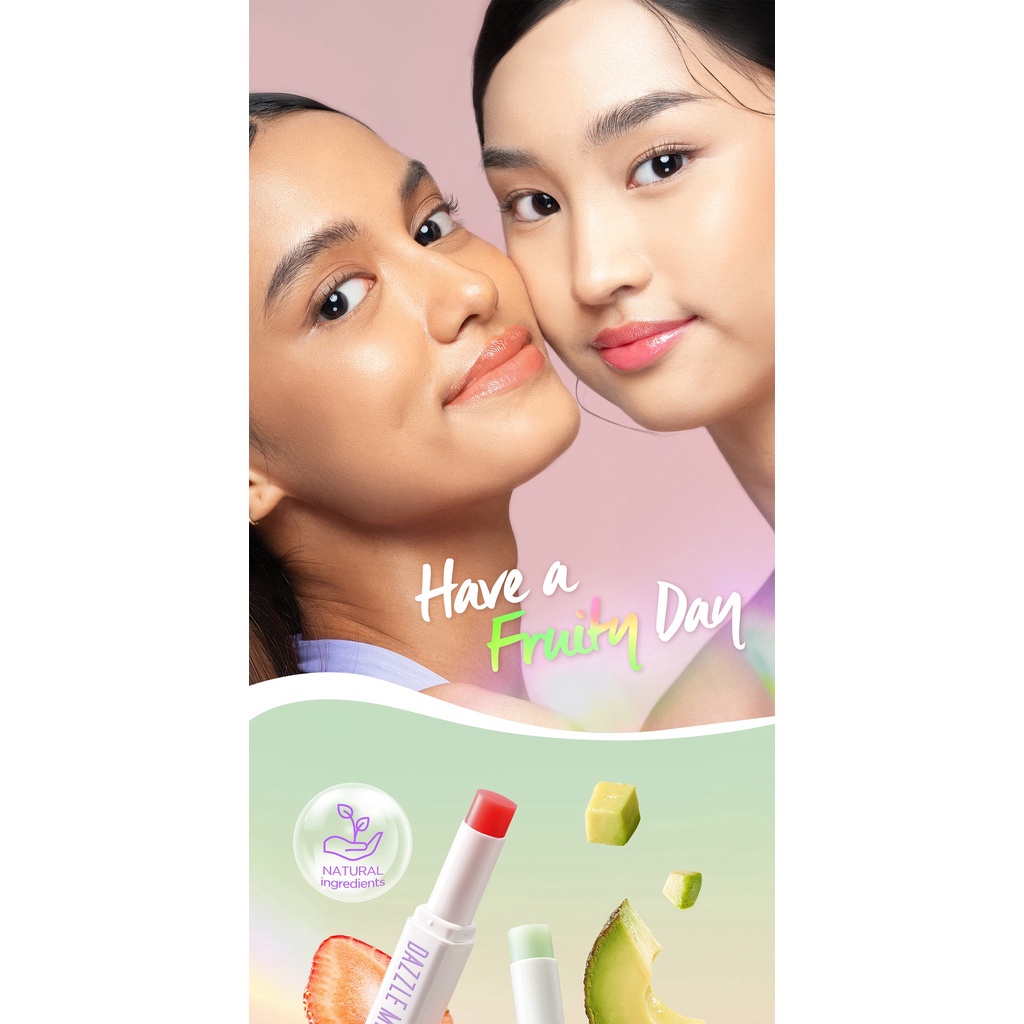 DAZZLE ME Fruit Justice Lip Balm | VITAMIN BIBIR DAZZLE ME | Moisturizing Vitamin E Baby Lips UV Protection Lip Care pH Color ( YOU MAKEUPS OFFICIAL STORE )