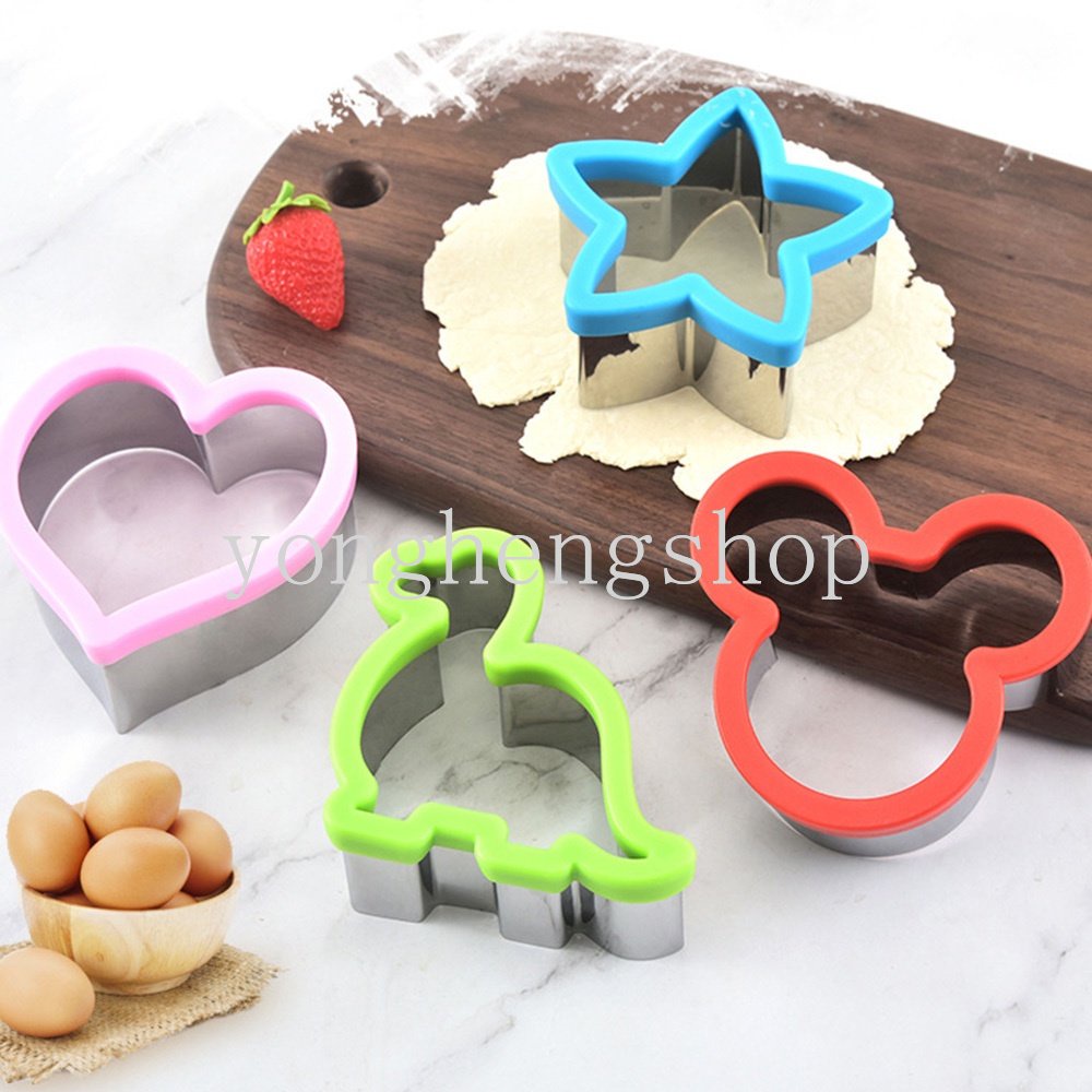 Cetakan Pemotong Sandwich / Roti / Sayuran / Kue / Bento Bentuk Kartun Dinosaurus / Kelinci Bahan Stainless Steel