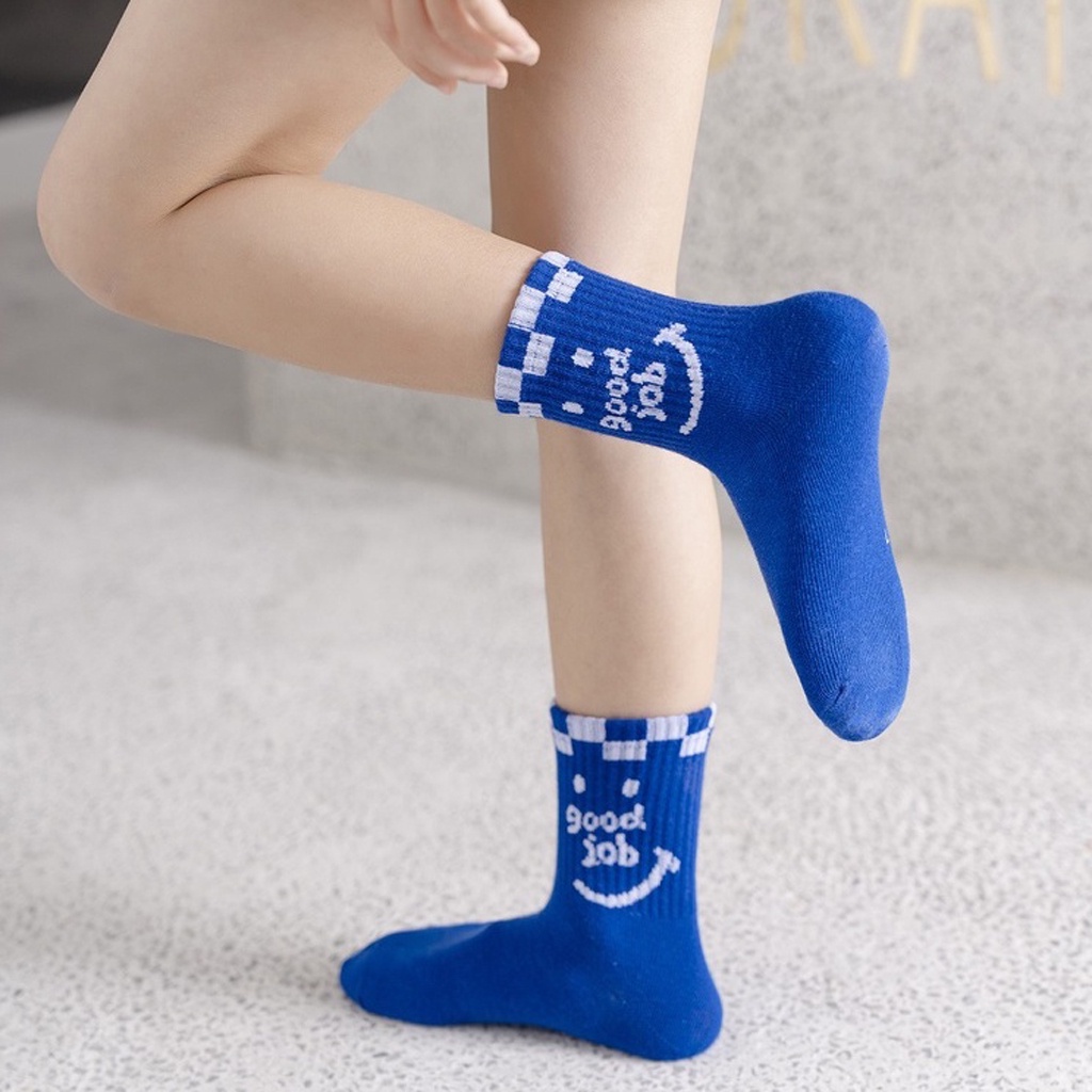 INDOMINI Kaos Kaki Anak Motif Karakter Kaus Kaki Bayi Biru Putih Lucu KK051