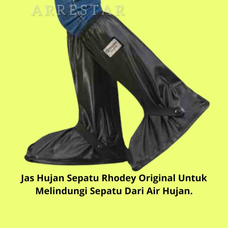 Jas Hujan Sepatu Sarung Sepatu Cover Shoes Anti Air Pria Wanita Hitam Rhodey Rain Cover Hujan Sepatu dengan Reflektor Cahaya