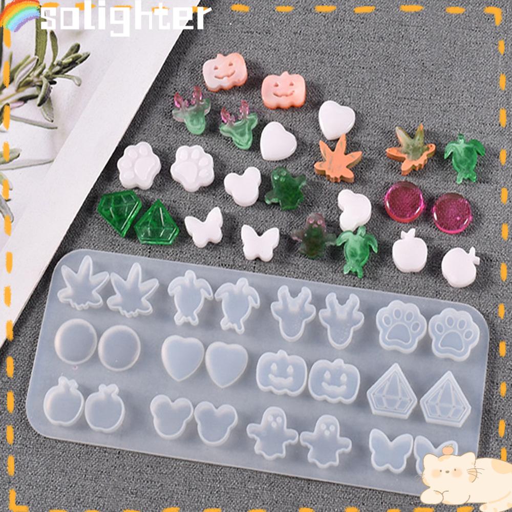 Solighter Cetakan Silikon Transparan Lem Tetes Handmade Earrings Resin Mould