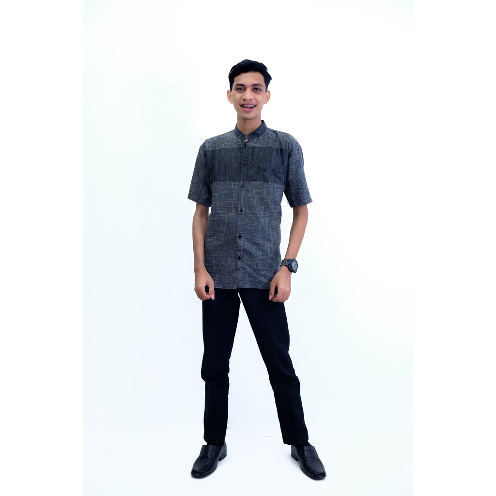 Baju Koko Songket Premium Lengan Pendek Pria Dewasa Terbaru Lilac Caramel Abu Merah