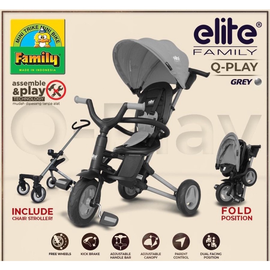 Sepeda Roda Tiga Family Elite Q Play Tricycle 5 in 1 ORI sepeda tricycle