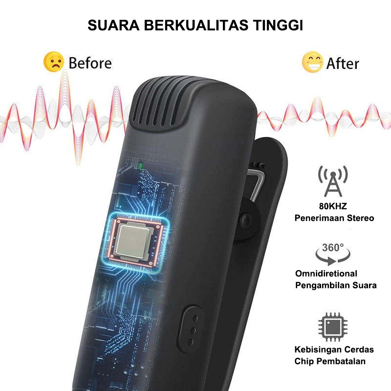 TOPSPOT 2.4G Mikrofon Lavalier Nirkabel Plug &amp; Play Mic Kerah Ganda dengan Casing Pengisi Daya Tampilan Daya Mikrofon Stream Vlog Perekaman Video Pengurangan Kebisingan Sinkronisasi Otomatis