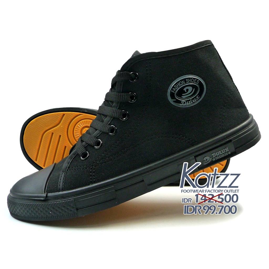 Katzz - Sepatu Sekolah SD SMP SMA / Sepatu Sekolah Tali Kanvas Model All Star 32 - 43 / Sepatu Sekolah Tinggi Model Casual [Katzz SCH 08 BX 1061 Hitam]