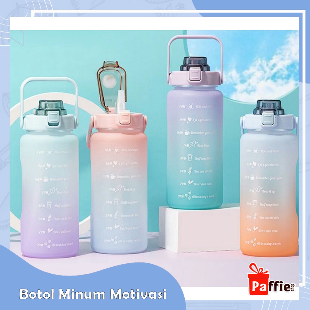 Botol Minum Motivasi Viral Jumbo 2 Liter Sport Gym Waktu Serbaguna New