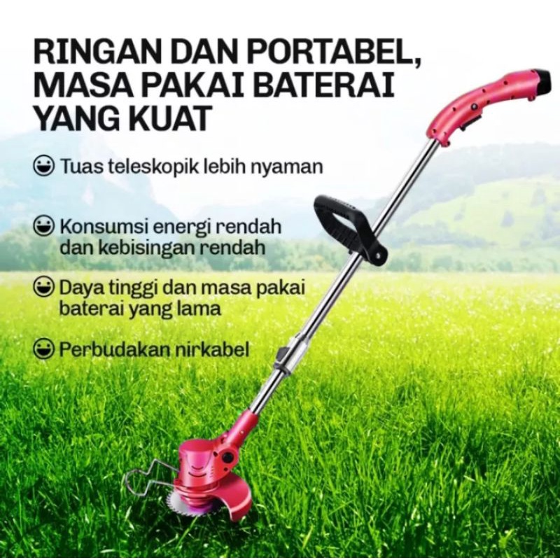 YUKIDO IAPAN, GUNTING RUMPUT PORTABLE, Mesin Potong Rumput Portable, Cordless Grass/Brush Cutter 12 