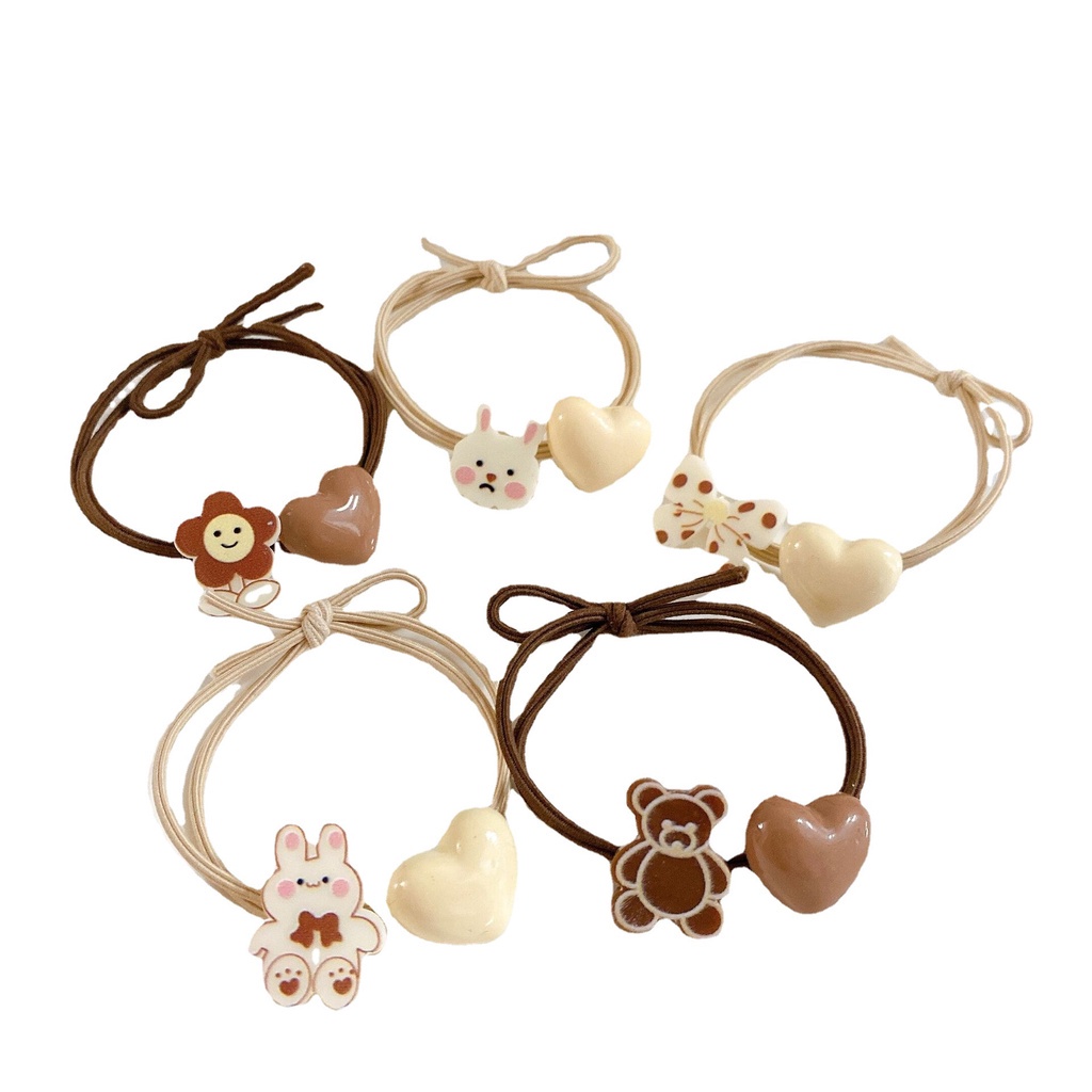 𝐈𝐧𝐝𝐨𝐥𝐢𝐧𝐞 𝐋𝐚𝐦𝐩𝐮𝐧𝐠✔️𝟗𝟏𝟎 Ikat Rambut Karakter Bear Love Kunciran Korean Style Hair Ring Fashion Import COD