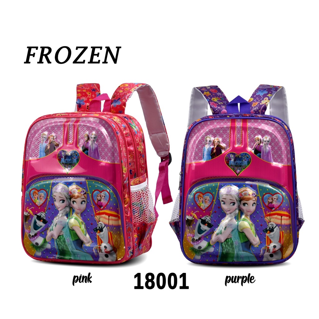 ( DHB ) Tas Sekolah Anak Paud TK Tas Anak Karakter Cewe 18001 Full Embos + Lampu Free Kaos Kaki