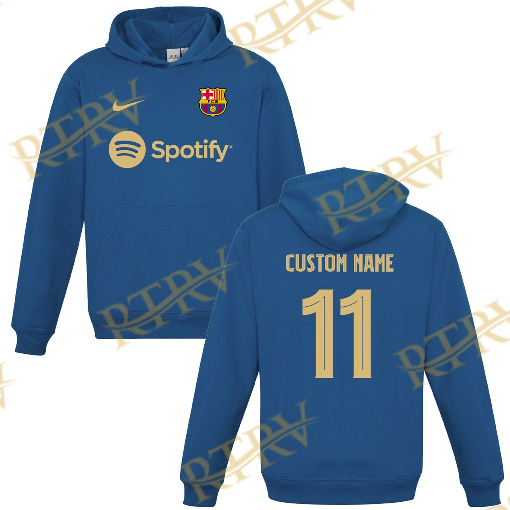 Jaket Sweater Hoodie Anak Jersey Barcelona / Barca Custom Nama