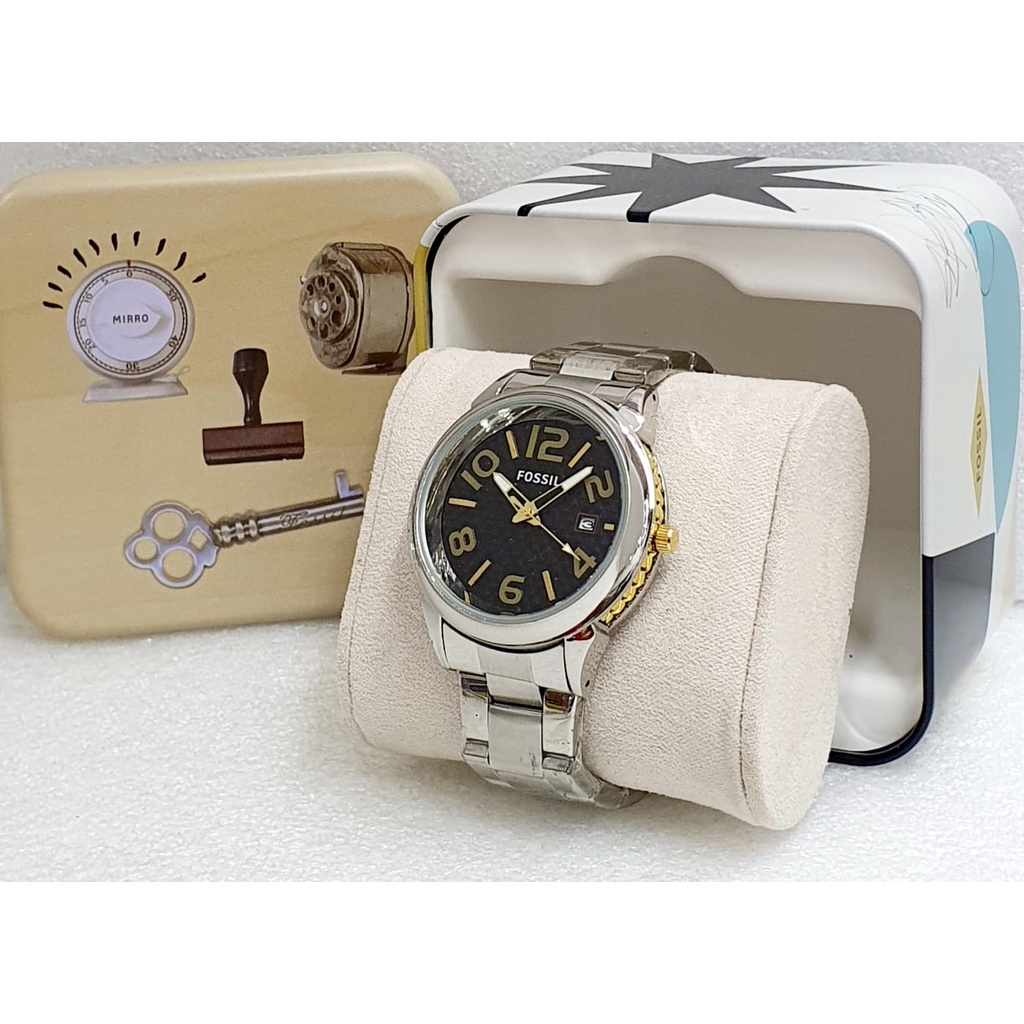 Jam Tangan Wanita Fashion C41650A Tali Rantai Tanggal Aktif Free Box Kaleng &amp; Baterai Cadangan