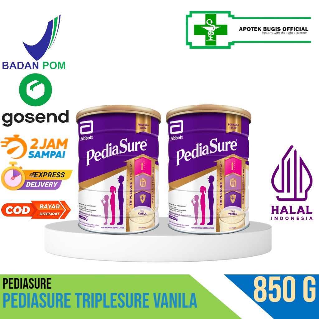 Apotek Bugis-Pediasure Triplesure 850g Vanila-Madu (1-10 Tahun) - Susu Petumbuhan