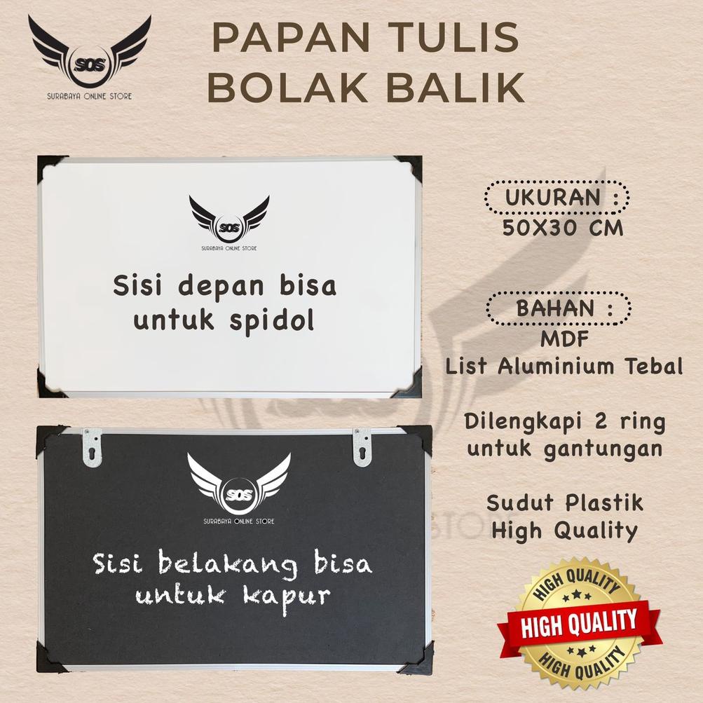 

Whiteboard / Papan Tulis Gantung Spidol dan Kapur Dua Sisi Ukuran (20x30) (30x50) (40x60) / Papan Tulis Besar Kecil CVSNP4846