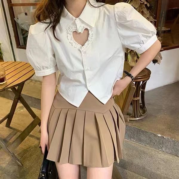 Red Rasa desain kemeja berongga hati yang manis dan pedas musim semi dan musim panas baru yang chic