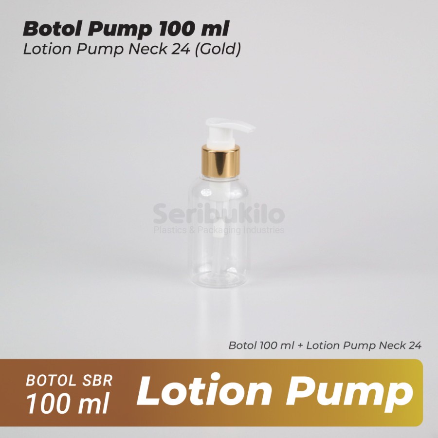 Botol Pump 100 ml/ Botol PET 100 ml Pump Lotion Gold SBR/ Botol SBR 100 ml Lotion Pump Silver