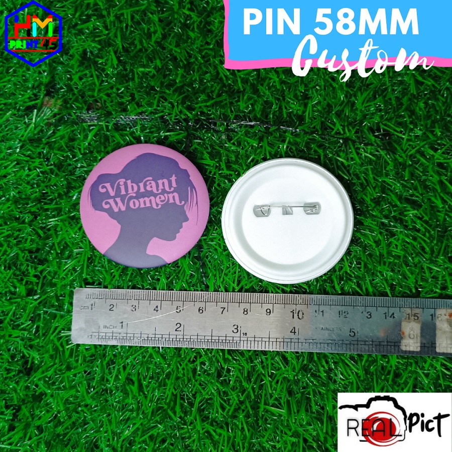 Cetak Pin Peniti Custom 58 mm Putih termurah / Pin Peniti Custom semua desain